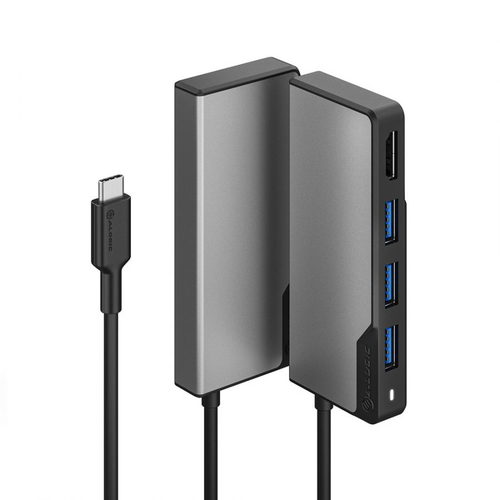 Alogic Fusion CORE USB-Typ C Docking Station - Grau, Schwarz - 1 Unterstützte Displays - 4K - 3840 x 2160 - 4 x USB-Anschl