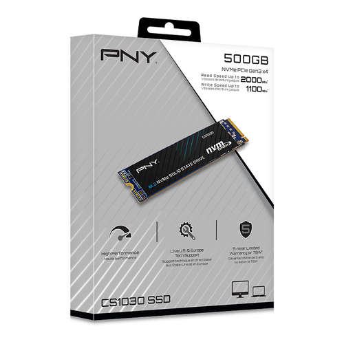 PNY Solid State-Laufwerk - M.2 2280 Intern - 500 GB - PCI Express NVMe (PCI Express NVMe 3.0 x4) - Desktop-PC, Notebook Un