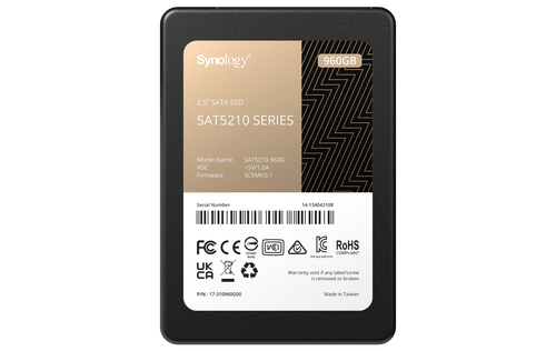 Synology SSD 2.5” SATA 960GB. SSD capacity: 960 GB, SSD form factor: 2.5", Component for: NAS