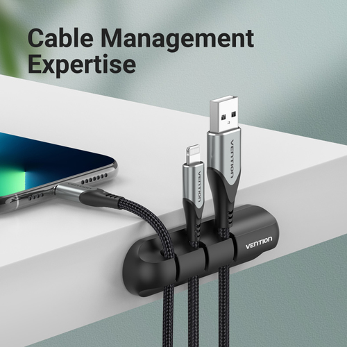 Vention Cable Organizer - Black - 2 Pack Pack - Cable Manager - Silica Gel