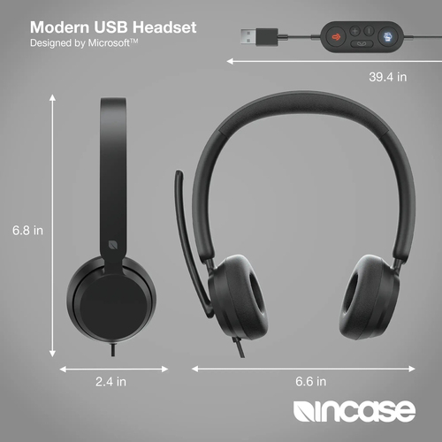 Incase Designed by Microsoft Modern Kabel Auf den Ohren, Kopfbügel Stereo Headset - Schwarz - Microsoft-Teams-Zertifizieru