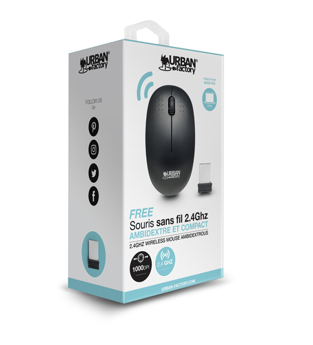 Souris Urban Factory - Fréquence radio - Sans fil - 2,40 GHz