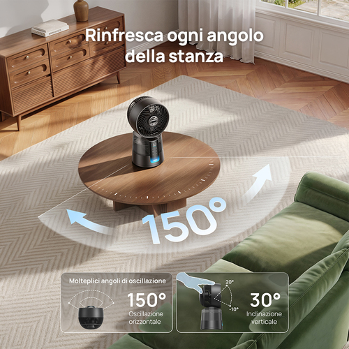 Dreo TurboCool 516S – Ventilatore Nebulizzatore Smart 3-in-1 con Raffrescamento a Ultrasuoni – Flusso d'Aria 8 m/s, Autono