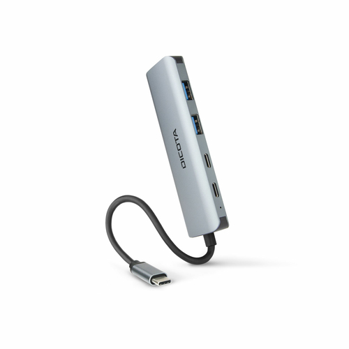 Dicota USB-Hub - USB-Typ C - 1,25 GB/s - Notebook - Silber - 4 Total USB Port(s) - 4 USB 3.0 Port(s) - Mac, PC