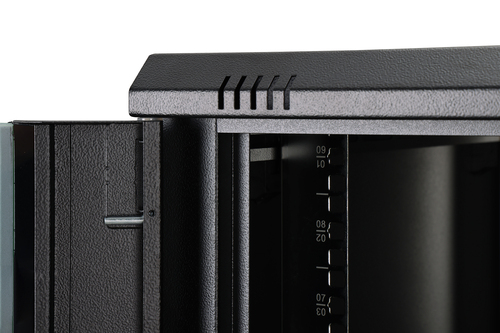 Digitus Dynamic-N 9U Wall Mountable Enclosed Cabinet Rack Cabinet for Networking, Server - Black - Steel, Glass, Sheet Ste