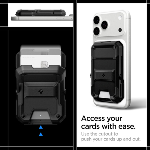 Spigen Tough Armor Pro (Mag Fit) MagSafe Card Holder. Product type: Card holder, Product colour: Black, Material: Thermopl