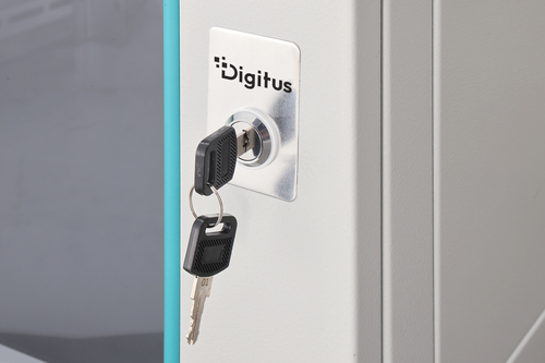 Digitus Dynamic-N 7U Wall Mountable Enclosed Cabinet Rack Cabinet for Networking, Server - Light Grey - Steel, Glass, Shee