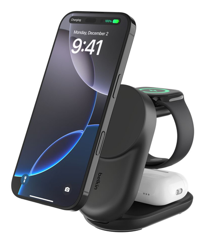 Belkin UltraCharge Induktionsladegerät - Schwarz - für Qi2-fähiges Gerät, iPhone, AirPod, Smartwatch, Smartphone - Eingang