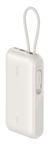 Belkin BoostCharge Power Bank - Sand - 10000 mAh - 45 W - Built-in Cable - Sand