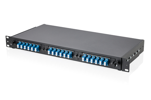 Digitus MPO cassette, singlemode OS2, LC/DX, LC to MPO, for 3 cassette fields. Cable type: OS2, Cable connection: LC, Prod