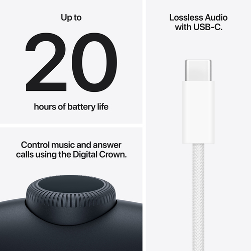 Apple AirPods Max 2 Kabellos Kopfbügel, Über das Ohr Stereo Headset - Mitternacht - Siri - Binaural - Ohrumschließend - Bl