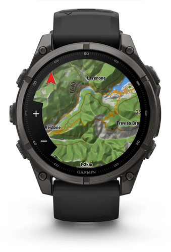 Garmin fēnix 9. Display diagonal: 3.56 cm (1.4"), Display technology: AMOLED, Display resolution: 454 x 454 pixels, Touchs