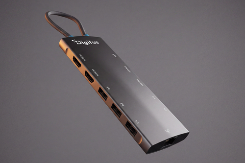 Digitus USB-C Docking Station, 11-Port. Basisgerät Typ: Tablet/Smartphone/Laptop, Markenkompatibilität: Universal. Docking