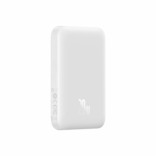 Power Bank Baseus - Bianco - Per iPhone - 6000 mAh - 20 W - Connettore USB di tipo C - 1 x USB - Bianco