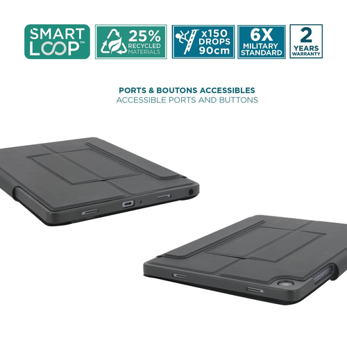 MOBILIS C2 Tastatur/Cover (Folie) für 27,9 cm (11 Zoll) Samsung Galaxy Tab A9+ Tablet - Schwarz - Polyethylenterephthalat 
