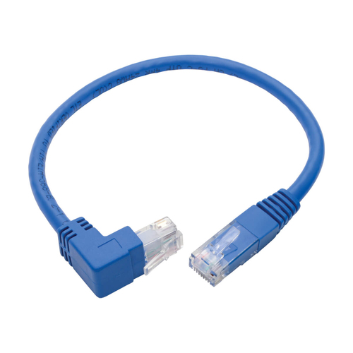 Tripp Lite N204-001-BL-UP Up-Angle Cat6 Gigabit Molded UTP Ethernet Cable (RJ45 Right-Angle Up M to RJ45 M), Blue, 1 ft. (