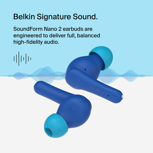 Belkin SoundForm Nano 2 True Wireless Ohrhörer Stereo Ohrhörerset - Blau - Binaural - In-Ear - 914,4 cm Reichweite - Bluet