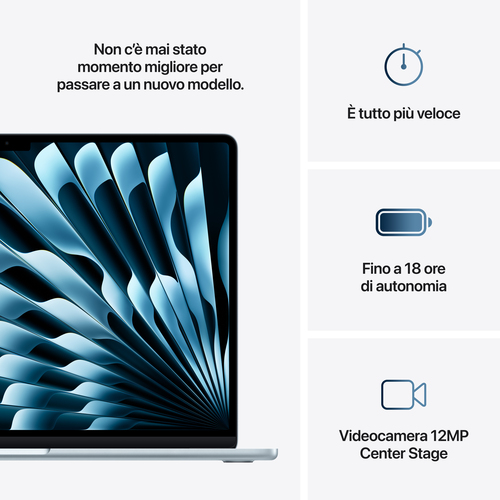 Computer portatile - Apple MacBook Air MC7A4T/A 38,9 cm (15,3") - Apple M4 - 16 GB - 256 GB SSD - Italiano Tastiera - Blu 
