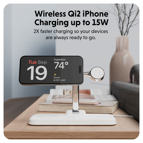 Targus HyperJuice HJ3004WHGL Induction Charger - White - For Smartwatch, Wireless Earphone, Android Device, Qi2-enabled De