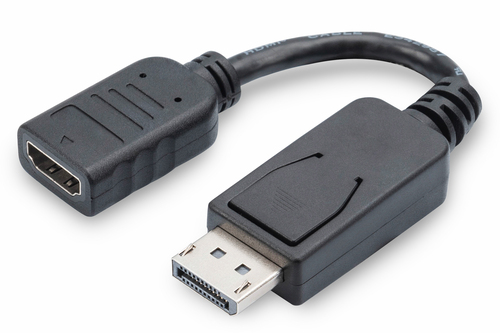 Digitus DisplayPort Adapter / Konverter. Kabellänge: 0,15 m, Anschluss 1: DisplayPort, Anschluss 2: HDMI. Verpackungsbreit
