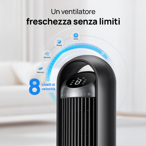 Dreo Ventilatore a Torre Smart 413S – Silenziosità Estrema 25dB, Flusso d'Aria 8 m/s e 8 Velocità – WiFi 91cm con App/Alex