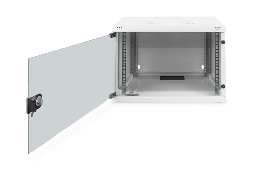 Digitus Compact 7U Wandmontierbar Rackschrank - 482,60 mm Rack-Breite - Hellgrau - Glas, Stahl - 100 kg Maximale Gewichtsk