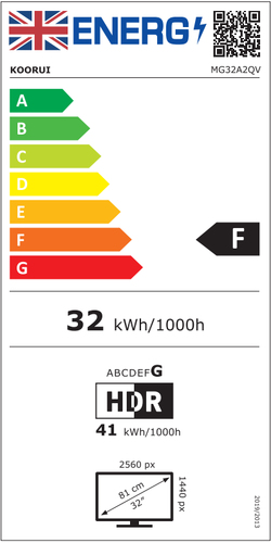Koorui G3221SC. Bildschirmdiagonale: 80 cm (31.5"), Display-Auflösung: 2560 x 1440 Pixel, HD-Typ: Quad HD, Reaktionszeit: 