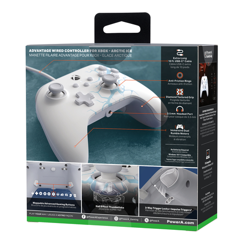 PowerA Advantage Wired Controller for Xbox Series X|S - Arctic Ice. Device type: Gamepad, Gaming platforms supported: PC, 