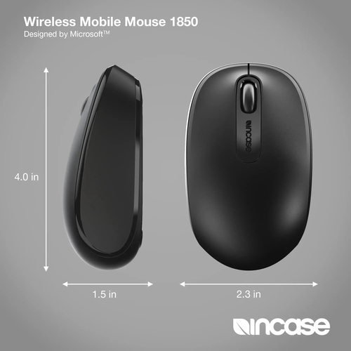 Incase Designed by Microsoft 1850 Maus - Schwarz - Kabellos - Scroll-Rad - Symmetrisch - 1 x AA Battery Supported
