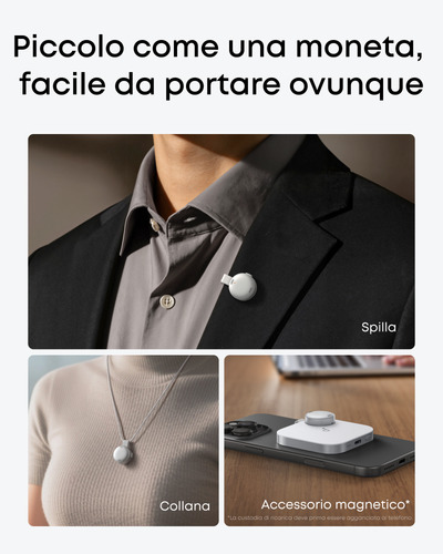 Anker soundcore Work Registratore Vocale AI, per Riunioni, con Trascrizione e Riassunti Automatici con AI, Indossabile, 64