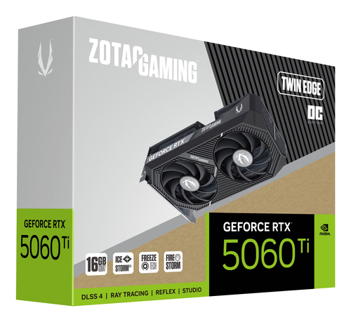 Zotac GAMING GeForce RTX 5060 Ti Twin Edge OC. Graphics processor family: NVIDIA, Graphics processor: GeForce RTX 5060 Ti.