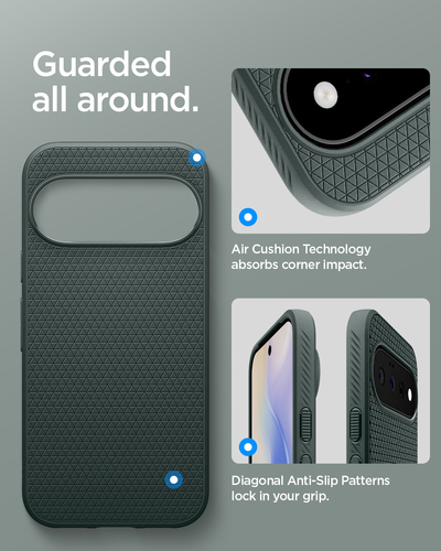 Spigen Liquid Air Case for Google Pixel 11 Smartphone - Abyss Green - Wireless Charging Compatible
