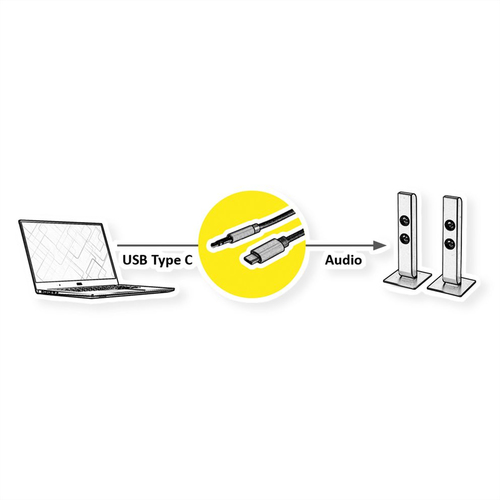 Roline 3 m Mini-Phone/USB-C Audiokabel - Cable for MacBook, Ultrabook, Smartphone, Tablet, Kopfhörer, Headset, HiFi-System