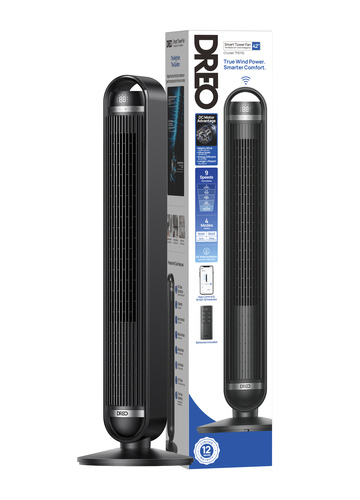 Dreo DR-HTF011S. Tipo: Ventilatore a torretta, Colore del prodotto: Nero, Installazione: Pavimento. Tipologia alimentazion