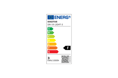 Digitus LED light, 3W. Bulb power: 3 W, Luminous flux: 270 lm, Bulb lifetime: 25000 h, Colour temperature: 6000 K