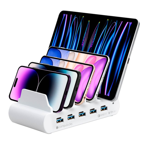 Compulocks 5 Ports USB Charging Dock Station With UK Plug - Ideal for tablets and iPads, 5 ports USB charging hub - USB\US