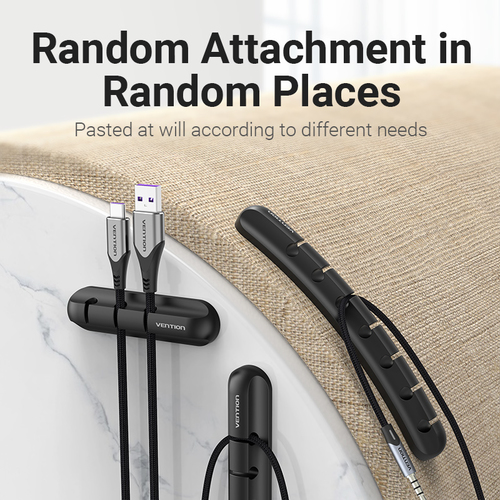 Vention Cable Organizer - Black - 2 Pack Pack - Cable Manager - Silica Gel