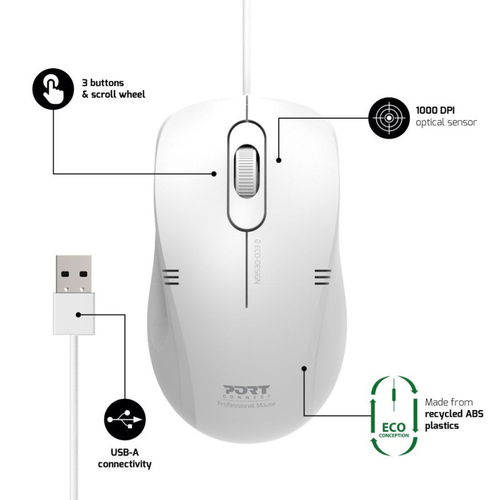 Port Designs PORT Connect Pro Lite. Form factor: Ambidextrous. Movement detection technology: Optical, Device interface: U