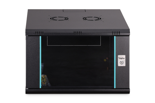 Digitus Dynamic-N 7U Wall Mountable Enclosed Cabinet Rack Cabinet for Networking, Server - Black - Steel, Glass, Sheet Ste