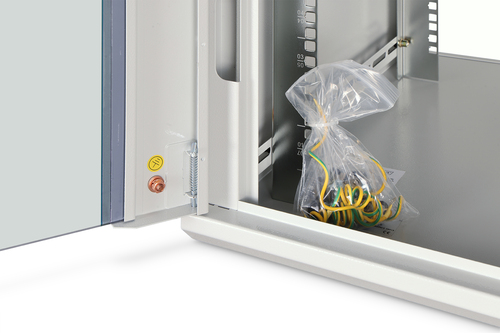 Digitus Dynamic-N 7U Wall Mountable Enclosed Cabinet Rack Cabinet for Networking, Server - Light Grey - Steel, Glass, Shee