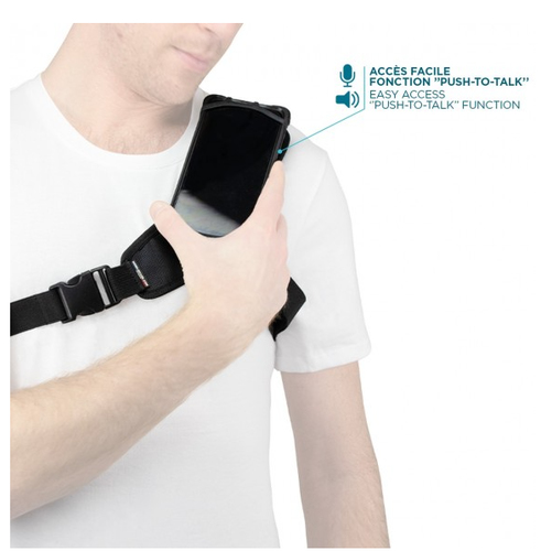MOBILIS Tasche Walkie-Talkie - Schwarz - Silikon Körper - Sturzsicher, Rutschfest - Brustriemen, Schultergurt - 1