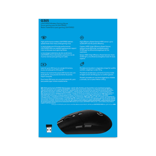 LOGITECH MOUSE G305 GAMING WRLS BLACK