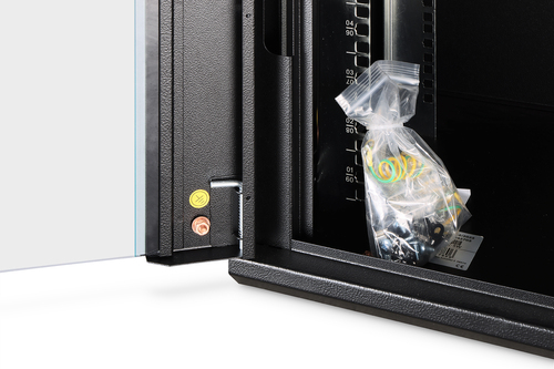 Digitus Dynamic-N 9U Wall Mountable Enclosed Cabinet Rack Cabinet for Networking, Server - Black - Steel, Glass, Sheet Ste