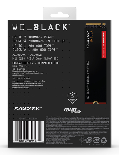 Unità stato solido WD Black SN850X WDS200T2X0E-00BCA0 - M.2 2280 Interno - 2 TB - PCI Express NVMe (PCI Express NVMe x4) -