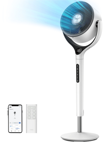 Dreo TurboPoly 565S – Ventilatore Circolatore Smart con Tecnologia TurboWind – Gittata 30,5m, Flusso d'Aria 3D, Luce RGB, 