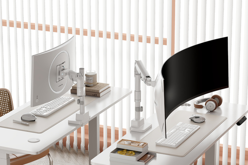 Digitus Tischhalterung für Monitor, Flachbildschirm, Gekrümmte Bildschirmanzeige - Weiß - Höhenverstellbar - 1 Unterstützt