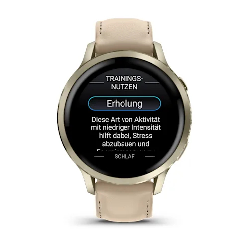 Garmin Venu 4 Smart Watch - Lunar Gold Case Color - Bone, Light Sand Band Color - Stainless Steel, Metal Body Material - F