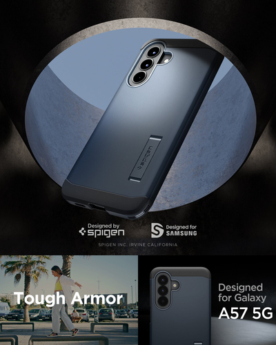 Spigen Tough Armor Case for Samsung Galaxy A57 Smartphone - Metal Slate - Impact Resistant, Shock Absorbing, Anti-scratch,