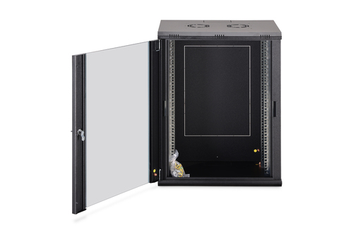 Digitus Dynamic-N 16U Wall Mountable Enclosed Cabinet Rack Cabinet for Networking, Server - Light Grey - Steel, Glass, She