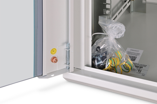 Digitus Dynamic-N 12U Wall Mountable Enclosed Cabinet Rack Cabinet for Networking, Server - Light Grey - Steel, Glass, She